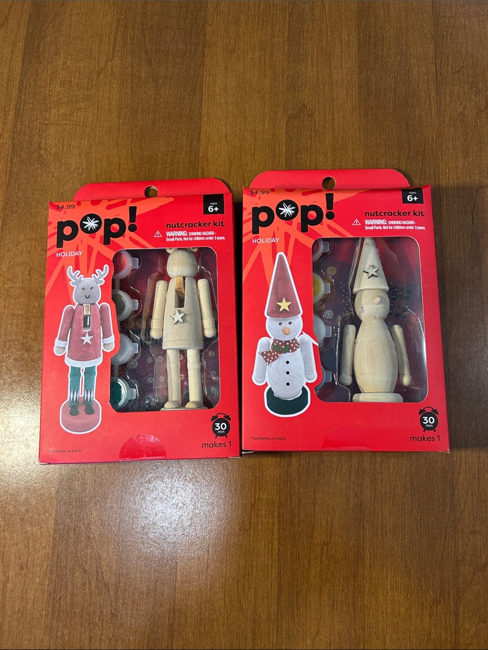 pop Holiday Wooden paint your own Nutcracker Kit - Natural Wood